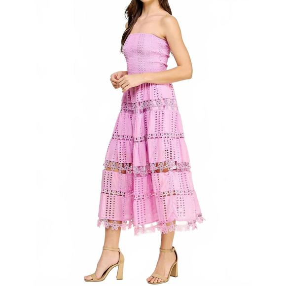 NEW STRUT & BOLT eyelet lace tube dress in pink - Picture 2 of 4